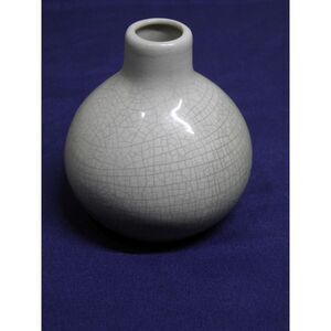 Ceramic beige Crackle Finish Vase candle holder small 4.25"